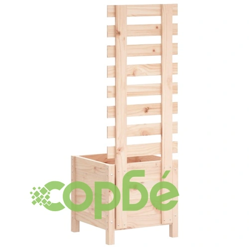 Градинска кашпа със стойка 39x39,5x114 см дърво бор масив ➤ топ цена ➤ sorbe.bg