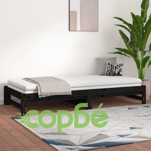Разтегателно дневно легло, без матрак, черно, 2x(90x200) см ➤ топ цена ➤ sorbe.bg