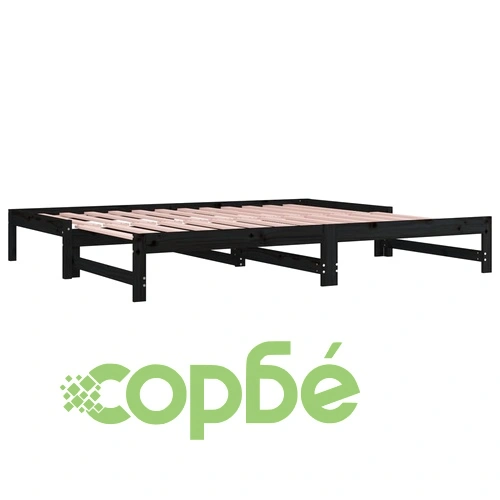Разтегателно дневно легло, без матрак, черно, 2x(90x200) см ➤ топ цена ➤ sorbe.bg