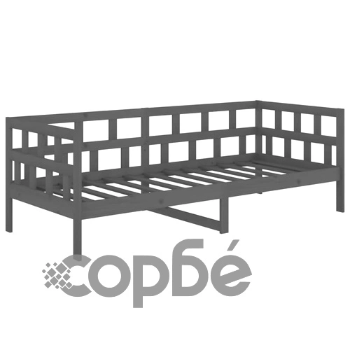Дневно легло, сиво, борово дърво масив, 90x200 см ➤ топ цена ➤ sorbe.bg