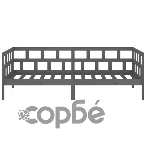 Дневно легло, сиво, борово дърво масив, 90x200 см ➤ топ цена ➤ sorbe.bg