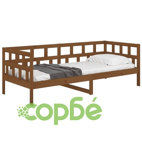 Дневно легло, меденокафяво, борово дърво масив, 90x200 см ➤ топ цена ➤ sorbe.bg