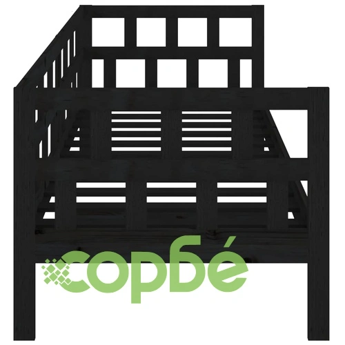Дневно легло, черно, борово дърво масив, 90x200 см ➤ топ цена ➤ sorbe.bg