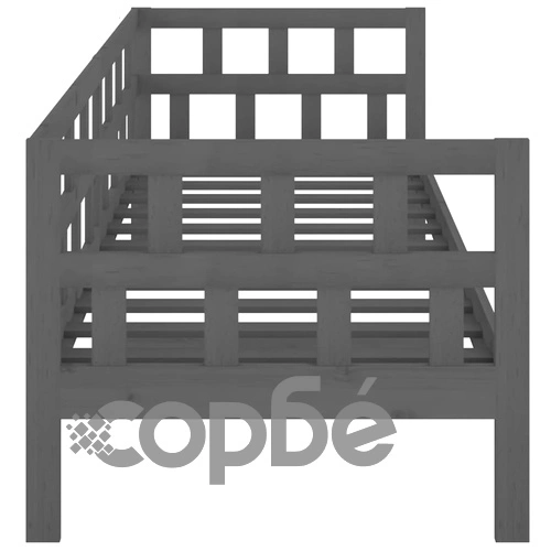 Дневно легло, сиво, борово дърво масив, 80x200 см ➤ топ цена ➤ sorbe.bg