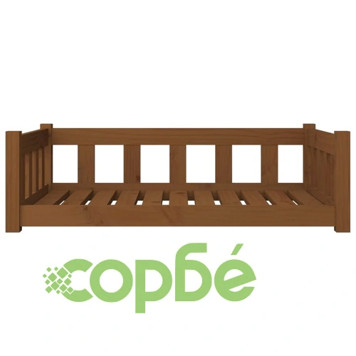 Кучешко легло, меденокафяво, 95,5x65,5x28 см, бор масив ➤ топ цена ➤ sorbe.bg