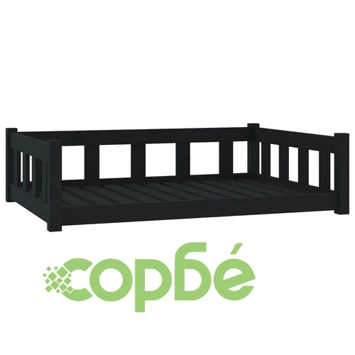 Кучешко легло, черно, 105,5x75,5x28 см, борова дървесина масив ➤ топ цена ➤ sorbe.bg