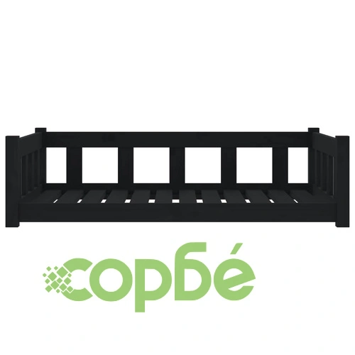 Кучешко легло, черно, 105,5x75,5x28 см, борова дървесина масив ➤ топ цена ➤ sorbe.bg