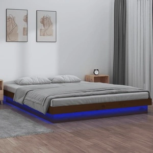 LED рамка за легло кафява 120x190 см 4FT Small Double дърво
