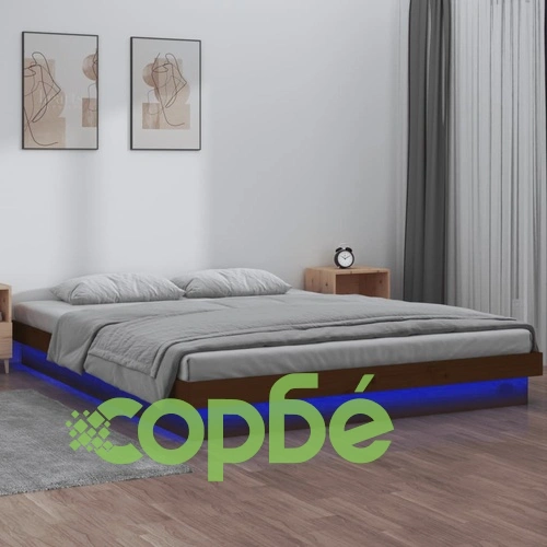 LED рамка за легло кафява 120x190 см 4FT Small Double дърво ➤ топ цена ➤ sorbe.bg