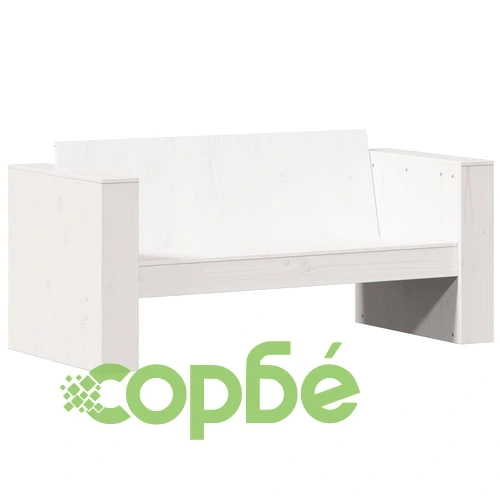 Градински диван, 2-местен, бял, 134x60x62 см, бор масив ➤ топ цена ➤ sorbe.bg