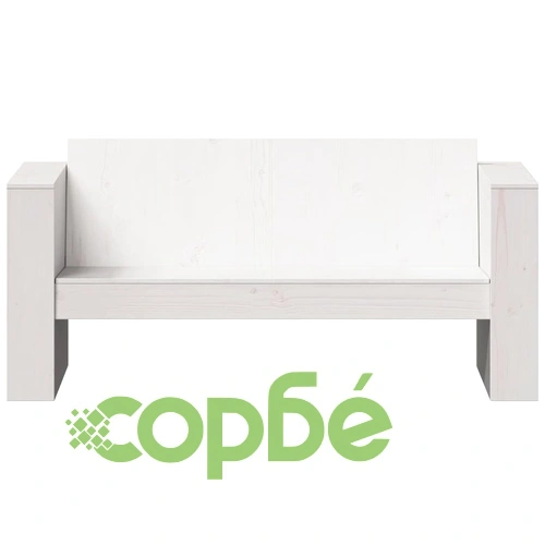 Градински диван, 2-местен, бял, 134x60x62 см, бор масив ➤ топ цена ➤ sorbe.bg