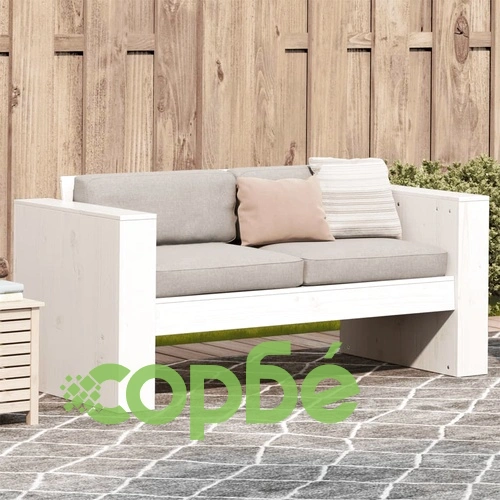 Градински диван, 2-местен, бял, 134x60x62 см, бор масив ➤ топ цена ➤ sorbe.bg