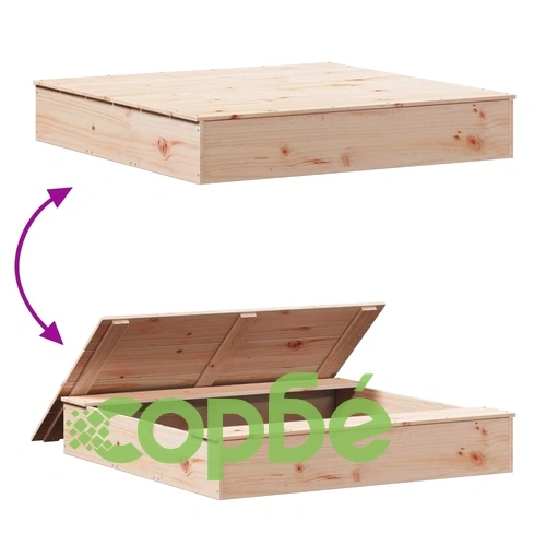 Пясъчник с капак 111x111x19,5 см борово дърво масив ➤ топ цена ➤ sorbe.bg