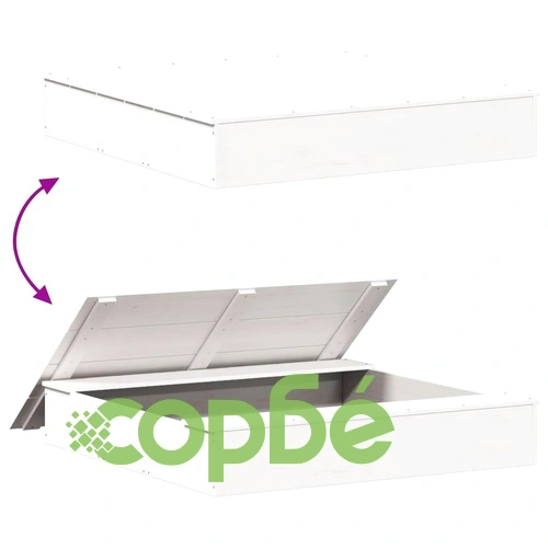 Пясъчник с капак бял 111x111x19,5 см бор масив ➤ топ цена ➤ sorbe.bg