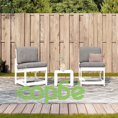 Градински лаундж комплект, 3 части, бял, бор масив ➤ топ цена ➤ sorbe.bg