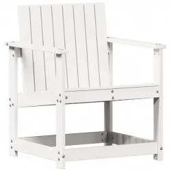 Градински стол, бял, 62x55x77 см, борово дърво масив