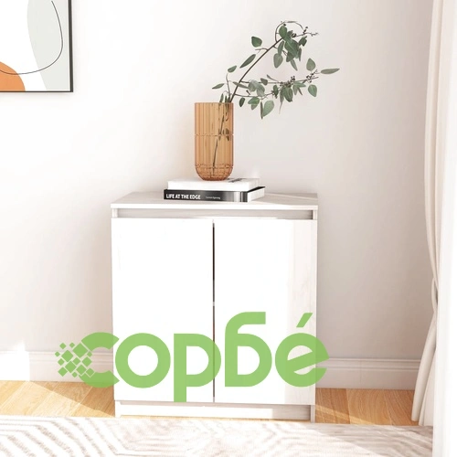 Страничен шкаф бял 60x36x65 см борово дърво масив ➤ топ цена ➤ sorbe.bg