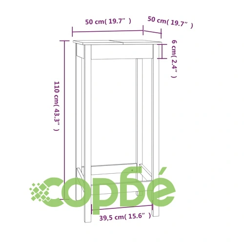 Бар маса, 50x50x110 см, борово дърво масив ➤ топ цена ➤ sorbe.bg