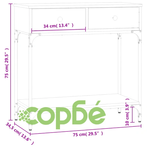 Конзолна маса, дъб сонома, 75x34,5x75 см, инженерно дърво ➤ топ цена ➤ sorbe.bg