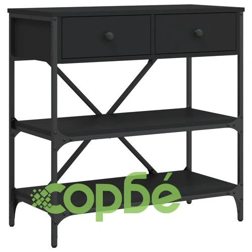 Конзолна маса, черна, 75x34,5x75 см, инженерно дърво ➤ топ цена ➤ sorbe.bg