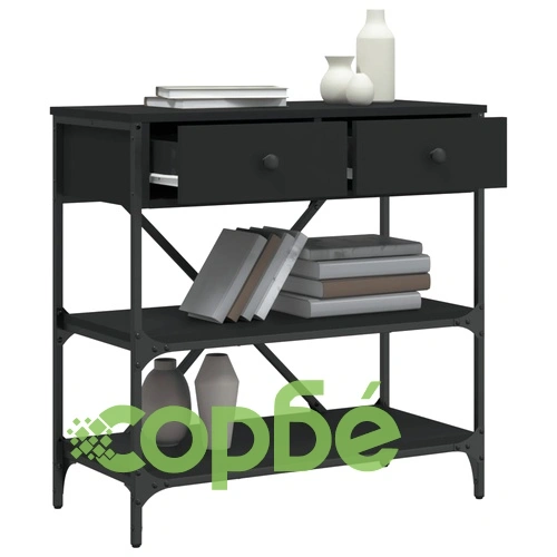 Конзолна маса, черна, 75x34,5x75 см, инженерно дърво ➤ топ цена ➤ sorbe.bg