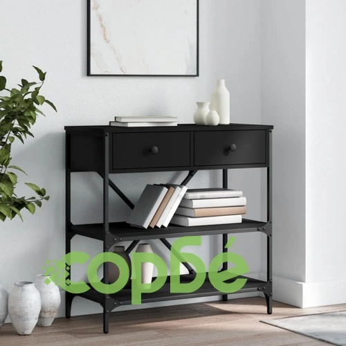 Конзолна маса, черна, 75x34,5x75 см, инженерно дърво ➤ топ цена ➤ sorbe.bg