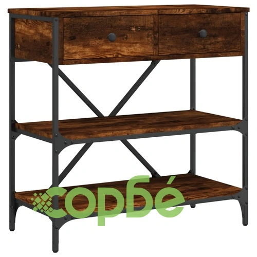 Конзолна маса, опушен дъб, 75x34,5x75 см, инженерно дърво ➤ топ цена ➤ sorbe.bg