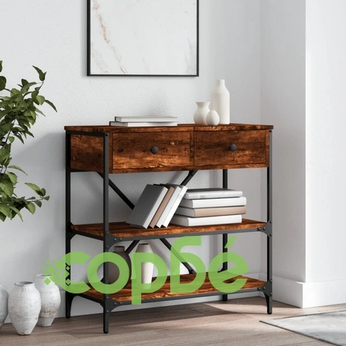 Конзолна маса, опушен дъб, 75x34,5x75 см, инженерно дърво ➤ топ цена ➤ sorbe.bg