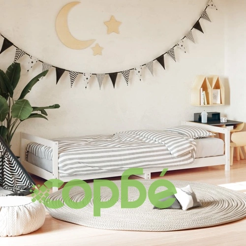 Рамка за детско легло бяла 80x200 см масивна чамова дървесина ➤ топ цена ➤ sorbe.bg