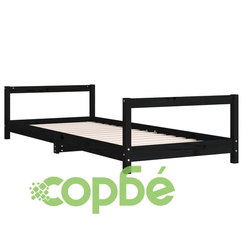 Рамка за детско легло, черна, 90x200 см, масивно борово дърво ➤ топ цена ➤ sorbe.bg
