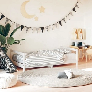 Детска рамка за легло бяла 80x160 см масивна борова дървесина