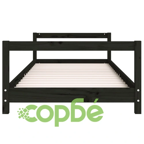 Детска рамка за легло, черна, 90x190 см, бор масив ➤ топ цена ➤ sorbe.bg