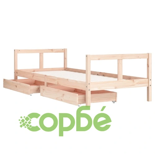 Рамка за детско легло с чекмеджета, 80x200 см, чам масив ➤ топ цена ➤ sorbe.bg