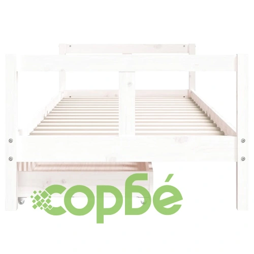 Рамка за детско легло с чекмеджета, бяла, 80x200 см, чам масив ➤ топ цена ➤ sorbe.bg
