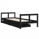 Рамка за детско легло с чекмеджета, черно, 80x200 см, чам масив