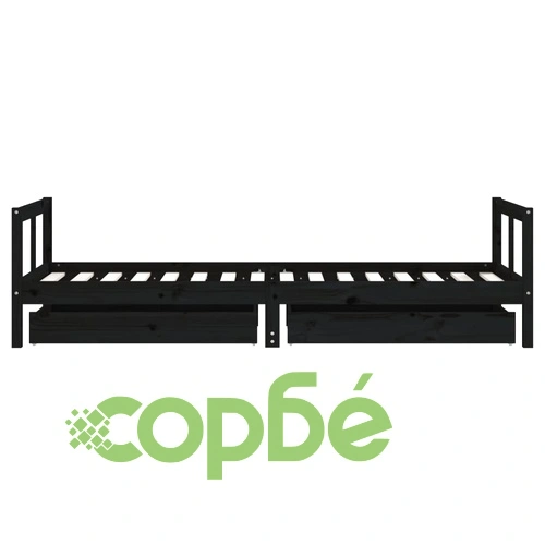 Рамка за детско легло с чекмеджета, черно, 80x200 см, чам масив ➤ топ цена ➤ sorbe.bg