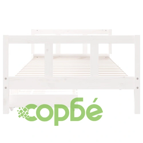 Рамка за детско легло с чекмеджета, бяла, 90x200 см, бор масив ➤ топ цена ➤ sorbe.bg