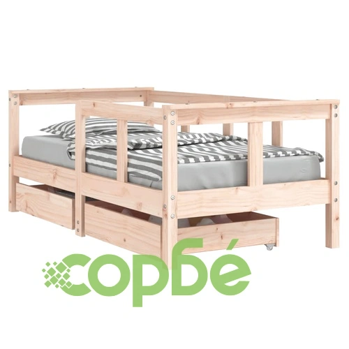 Рамка за детско легло с чекмеджета, 70x140 см, бор масив ➤ топ цена ➤ sorbe.bg