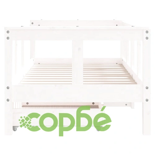 Рамка за детско легло с чекмеджета, бяла, 70x140 см, бор масив ➤ топ цена ➤ sorbe.bg