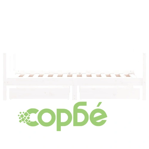 Рамка за детско легло с чекмеджета, бяла, 80x160 см, чам масив ➤ топ цена ➤ sorbe.bg