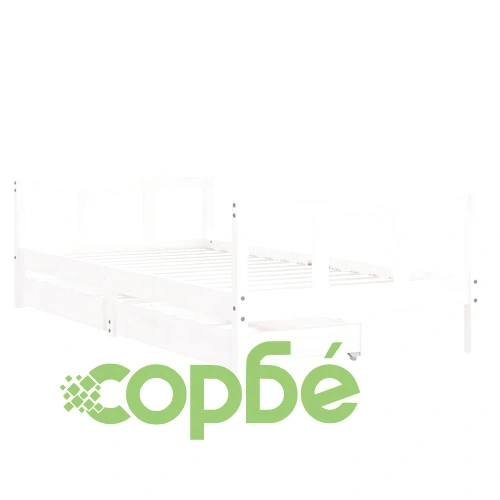 Детска рамка за легло с чекмеджета, бяла, 90x190 см, бор масив ➤ топ цена ➤ sorbe.bg