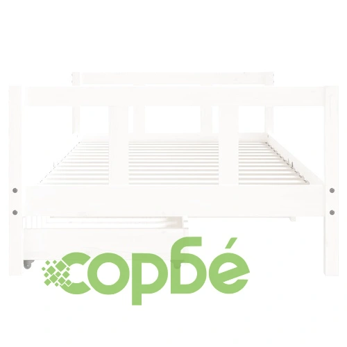 Детска рамка за легло с чекмеджета, бяла, 90x190 см, бор масив ➤ топ цена ➤ sorbe.bg