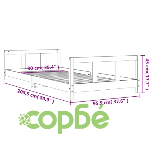 Рамка за детско легло, 90x200 см, масивна чамова дървесина ➤ топ цена ➤ sorbe.bg