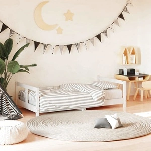 Детска рамка за легло бяла 80x160 см масивна борова дървесина