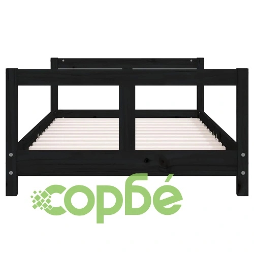 Рамка за детско легло черна 80x160 см масивно борово дърво ➤ топ цена ➤ sorbe.bg
