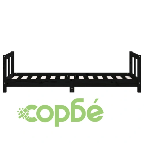 Рамка за детско легло черна 80x160 см масивно борово дърво ➤ топ цена ➤ sorbe.bg