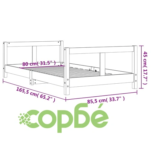 Рамка за детско легло черна 80x160 см масивно борово дърво ➤ топ цена ➤ sorbe.bg