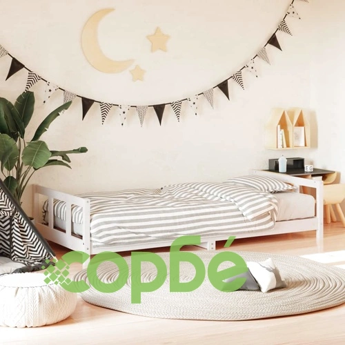 Детска рамка за легло, бяла, 90x190 см, бор масив ➤ топ цена ➤ sorbe.bg