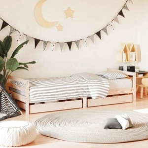 Рамка за детско легло с чекмеджета 90x200 см масивно дърво бор