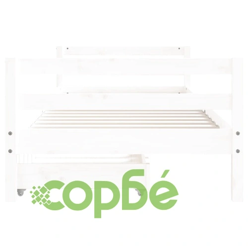 Рамка за детско легло с чекмеджета, бяла, 90x200 см, бор масив ➤ топ цена ➤ sorbe.bg